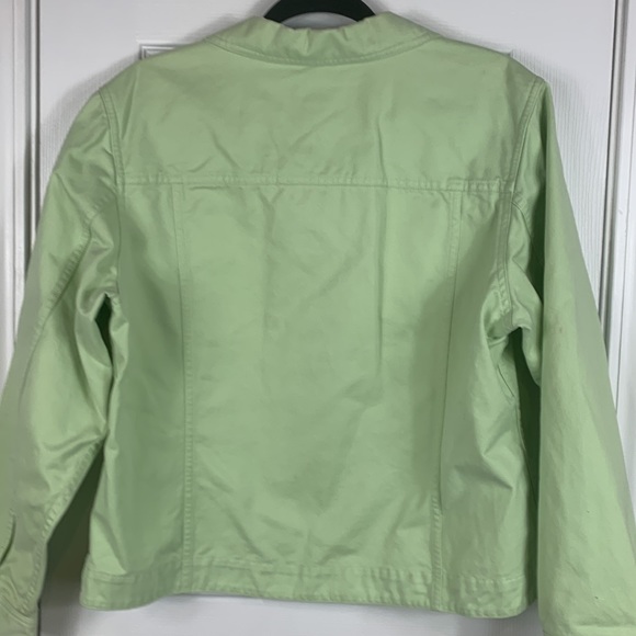 L.L. Bean mint green long sleeved 100% cotton button up jacket size women’s Lg - Picture 7 of 7